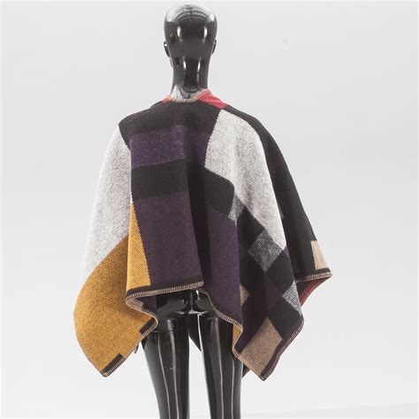 burberry color block check blanket poncho|Burberry Limited.